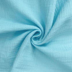 Ткань Муслин Жатый (Ширина 1,4м), цвет Небесно-голубой (на отрез) в Дзержинске