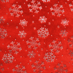 Ткань Искусственный Мех Коротковорсовый 190 гр/м2 (Ширина 150см), принт Снежинки на красном в Дзержинске